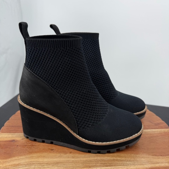 Eileen Fisher Shoes - Eileen Fisher Quill Black Knit Wedge Bootie Size 5.5